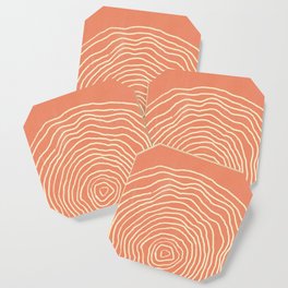 Abstract Rings Line Art on Terracotta Coaster