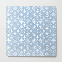 Pale Blue and White Native American Tribal Pattern Metal Print