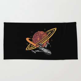 Cool Planet Spaceship Explorer Beach Towel