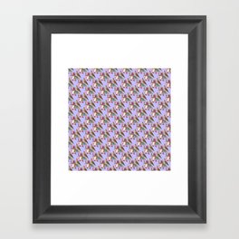 Bird with Tulip Carnations And Butterflies Repeat Pattern Framed Art Print