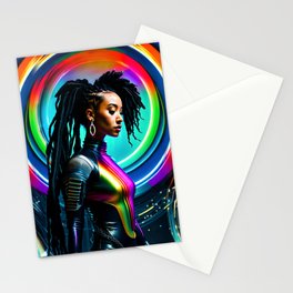 Beautiful Rainbow Woman With Dreads Stationery Cards