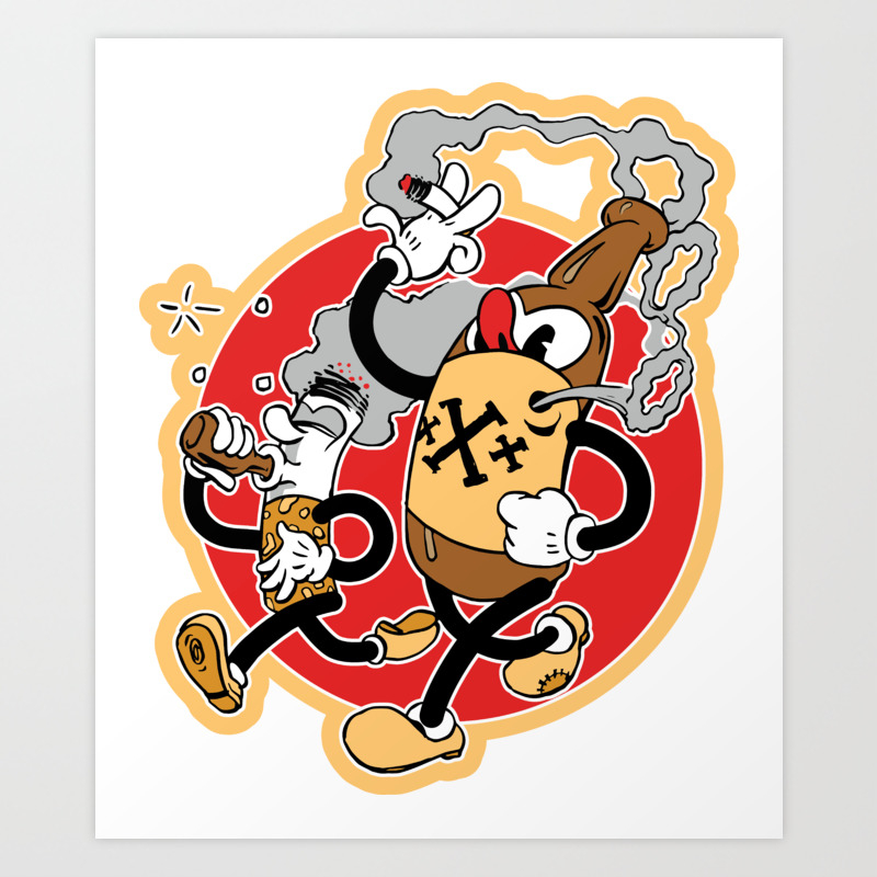 Smokes N Booze Bff Cigarette And Beer Buddies Vintage 1930 S Cartoon Art Print By Deadmonkeyshop Society6
