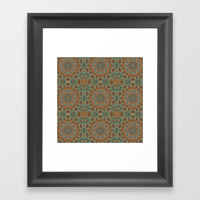 Copper Patina Kaleidoscope Framed Art Print