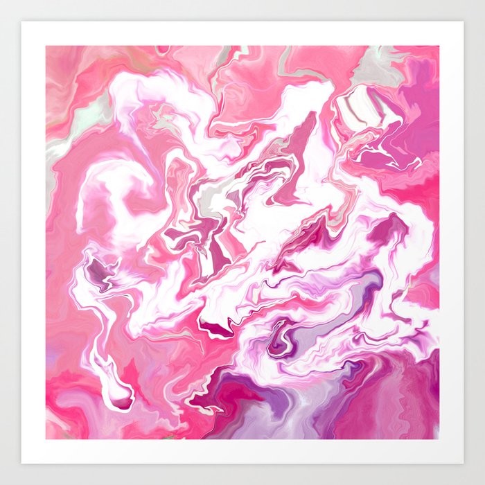 Petals of Femininity - Melted Marble Swirl in Pink Art Print