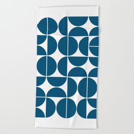 Mid Century Modern Geometric 04 Blue Beach Towel