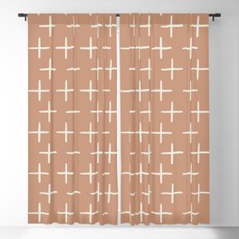 Plus Pattern - Tan + Alabaster White Blackout Curtain