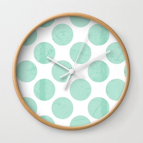 Mint Polka Dot Wall Clock