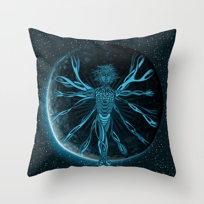 Vitruvian Creature Throw Pillow