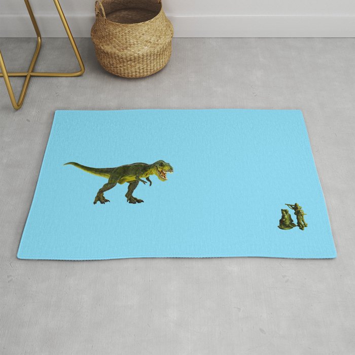Dinosaurs vs Toy Soldiers Rug