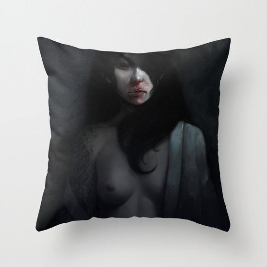 Portrait of Ikuko's Ghost Throw Pillow