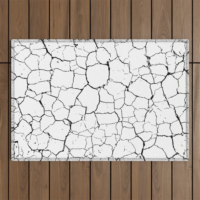 White Cracks Texture #2 Outdoor Rug