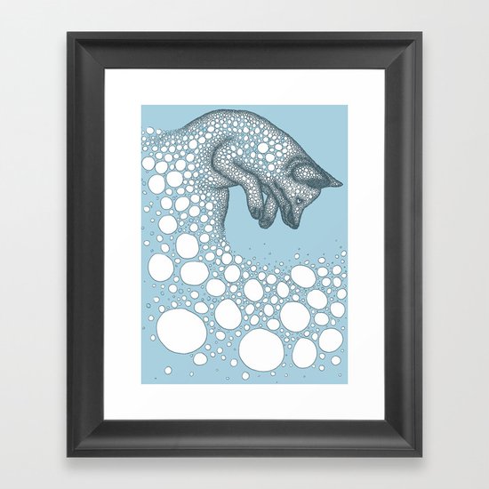 Jumping fox Framed Art Print