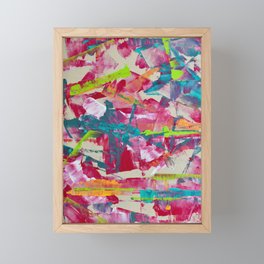 Confetti: A colorful abstract design in neon pink, neon green, and neon blue Framed Mini Art Print