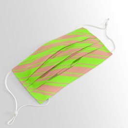 [ Thumbnail: Dark Salmon & Chartreuse Colored Lined Pattern Face Mask ]