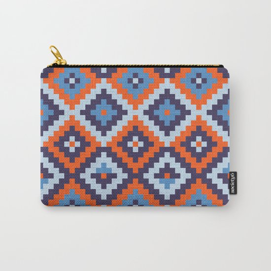 Aztec pattern - orange, blue Carry-All Pouch
