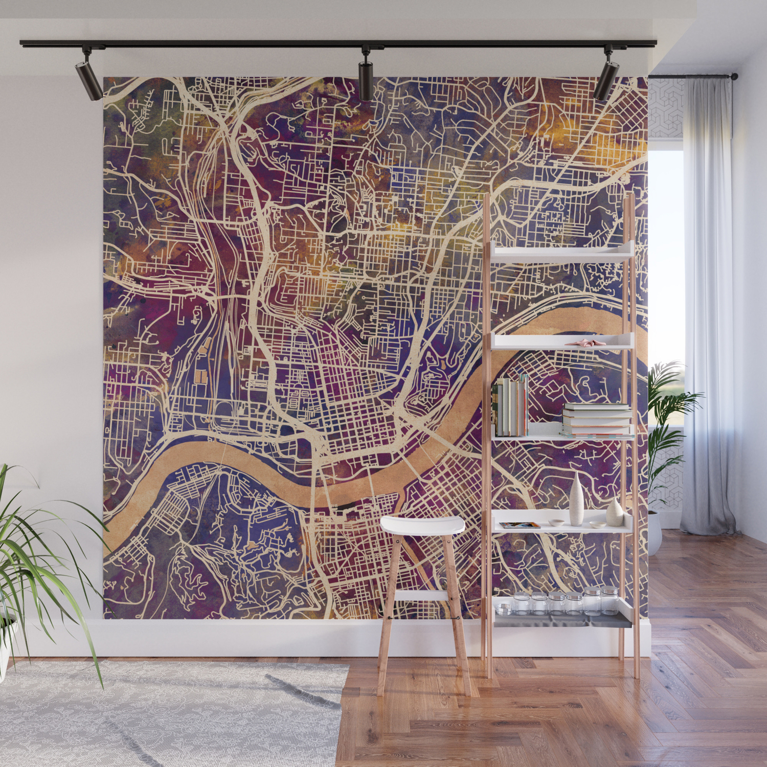 Cincinnati Ohio City Map Wall Mural By Artpause Society6