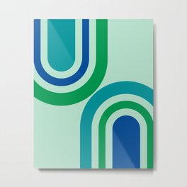 Adjacent arches - Viridian and analogous colors Metal Print | Graphicdesign, Boho, Viridian Green, Green, Color Interaction, Simple, Minimal, Contemporary, Blue, Retro 