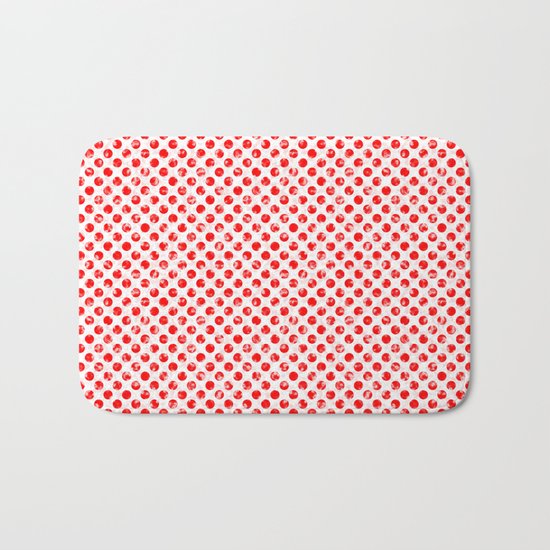 Polka Dot Red and Pink Blotchy Pattern Bath Mat