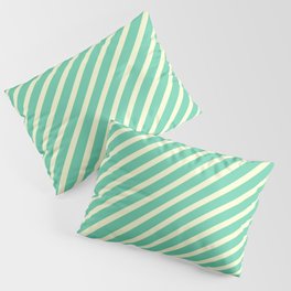 [ Thumbnail: Light Yellow & Aquamarine Colored Lines/Stripes Pattern Pillow Sham ]
