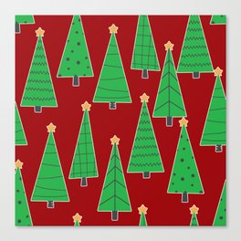 christmas trees in red Canvas Print