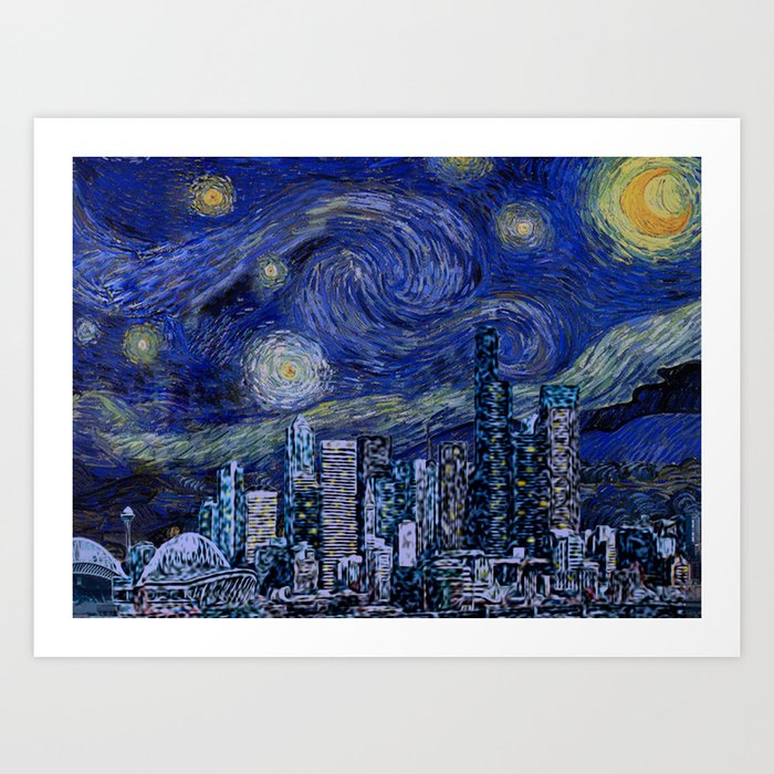 Seattle Starry Night Art Print