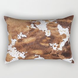 Dark brown aquarelle painting cowhide cow fur Rectangular Pillow