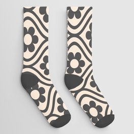 Floral Vintage Geometric Black and White Socks