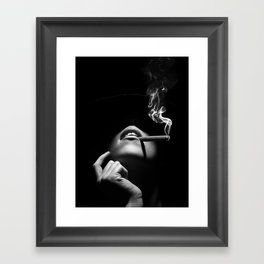 Woman smoking a cigar Framed Art Print
