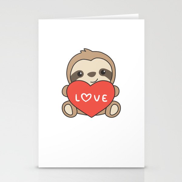 Sloth Cute Animals With Hearts Favorite Animal Stationery Cards