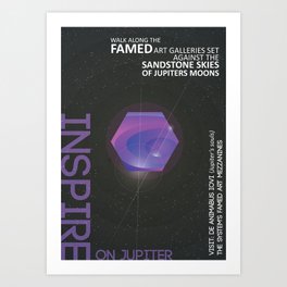 Inspire | Jupiter Travel Poster Art Print | Interplanet, Digital, Planet, Travel, Poster, Graphicdesign, Outofthisworld, Typography, Jupiter, Travelposter 