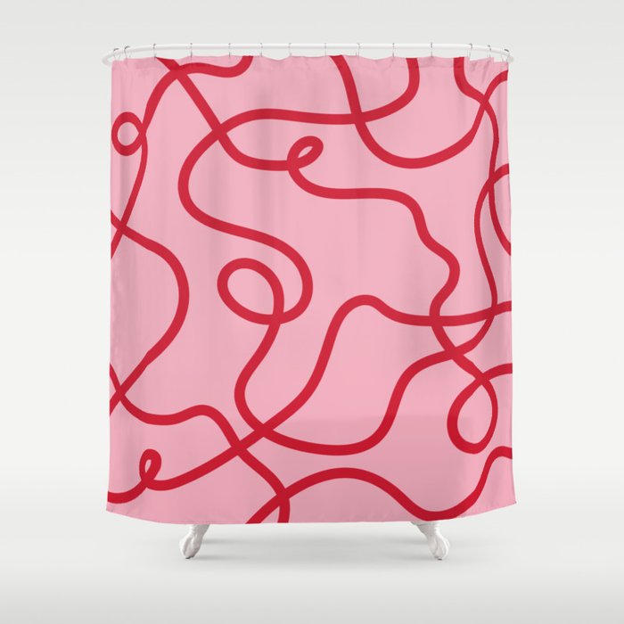 Abstract Lines pink and red Shower Curtain