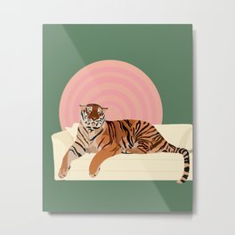 Tiger on a Couch Metal Print | Couch, Tigerstripes, Livingroom, Drawing, Tigeronacouch, Surreal, Design, Curated, Abstract, Digital 