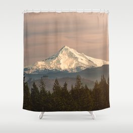 Mount Hood Vintage Sunset - Nature Landscape Photography Shower Curtain