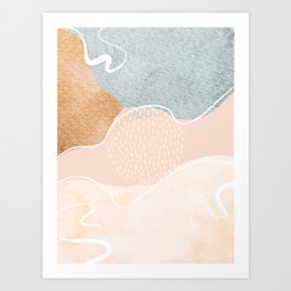 Abstract Watercolor | Pink Line art | Japanese Spirit V4 Art Print | Watercolor, Abstract, Minimal, Mod, Pink, Chic, Warm, Pastel, Drawline, Painting 