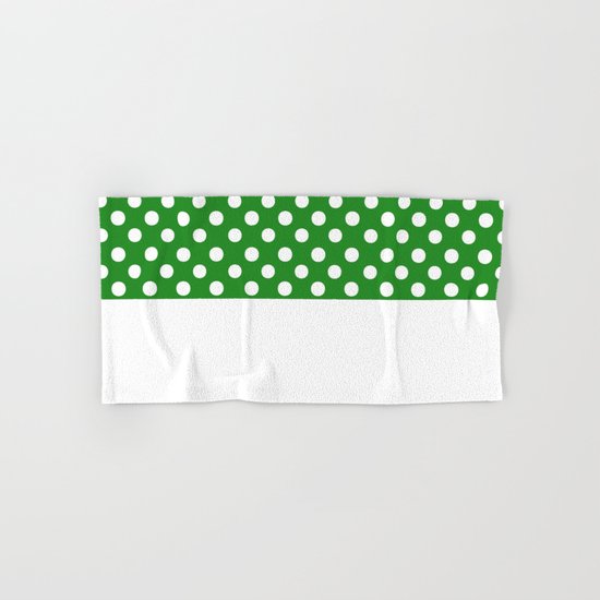 Polka Dots (White/Forest Green) Hand & Bath Towel