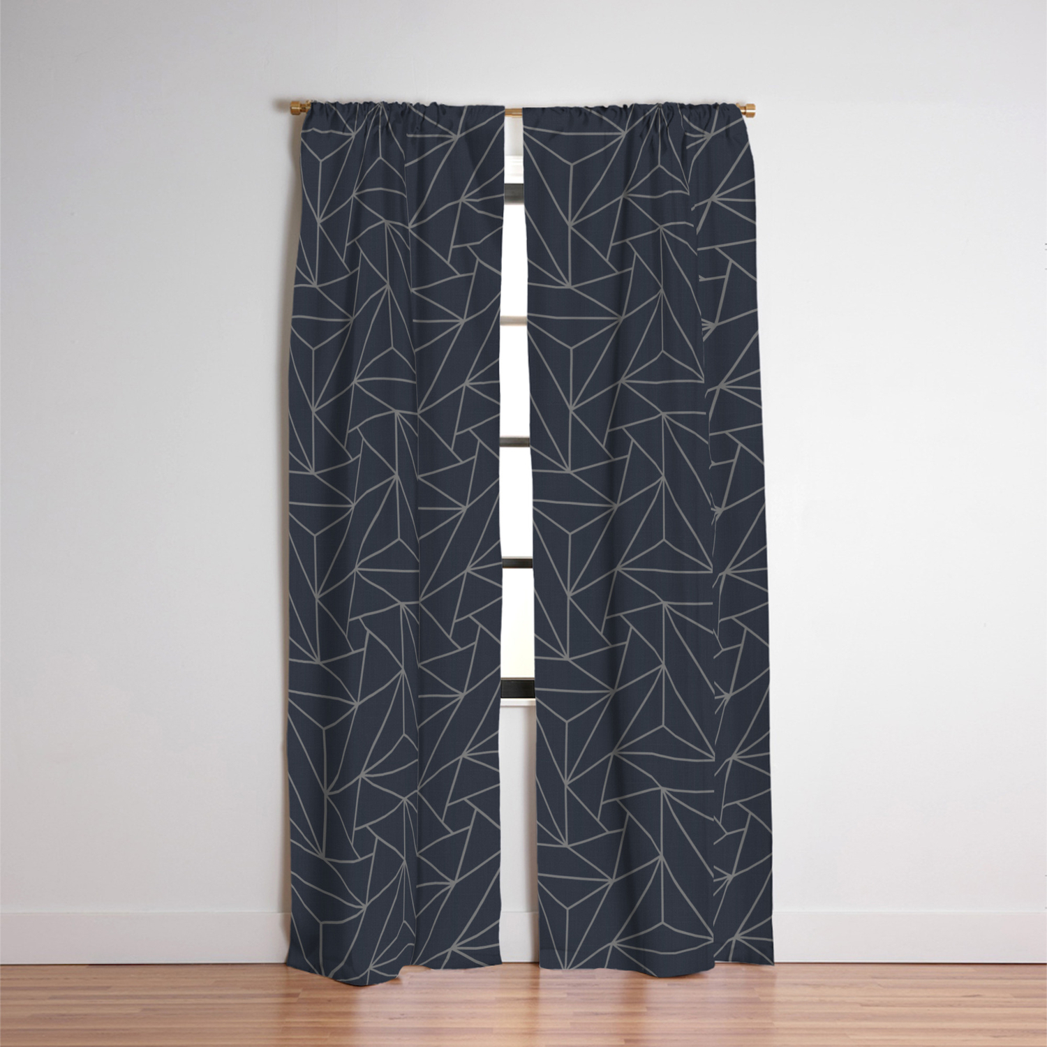 Gray Dark Blue Abstract Triangle Geometric Mosaic Shape Pattern Pairs To 2020 Color Of The Year Blackout Curtain By Pipafineart Society6