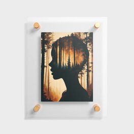 Forest Double exposure Silhouette portrait of a woman No.1 Floating Acrylic Print