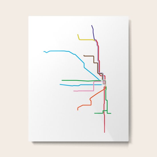Chicago Cta Map Chicago Train Map Art Chicago L Train Map Chicago Art Chicago Wall Art Map Art Metal Print By Davidtribby Society6