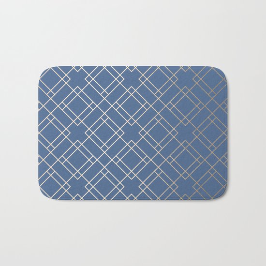Simply Mid-Century in White Gold Sands on Aegean Blue Bath Mat
