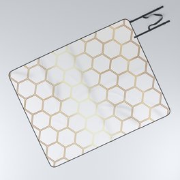 Geometric Honeycomb Pattern - Gold #170 Picnic Blanket