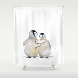 Two Little Penguins Shower Curtain