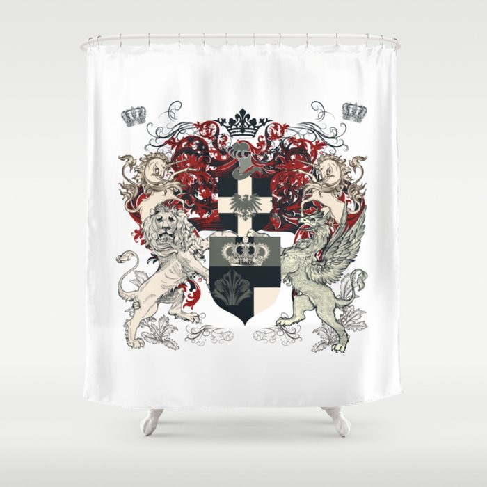 Luxury Heraldic Classic Design Shield, Vintage Style Shower Curtains