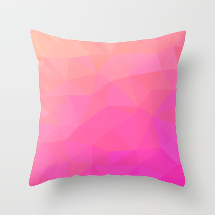 Light Peach to Deep Pink Abstract Geometric Triangles Gradient  Throw Pillow