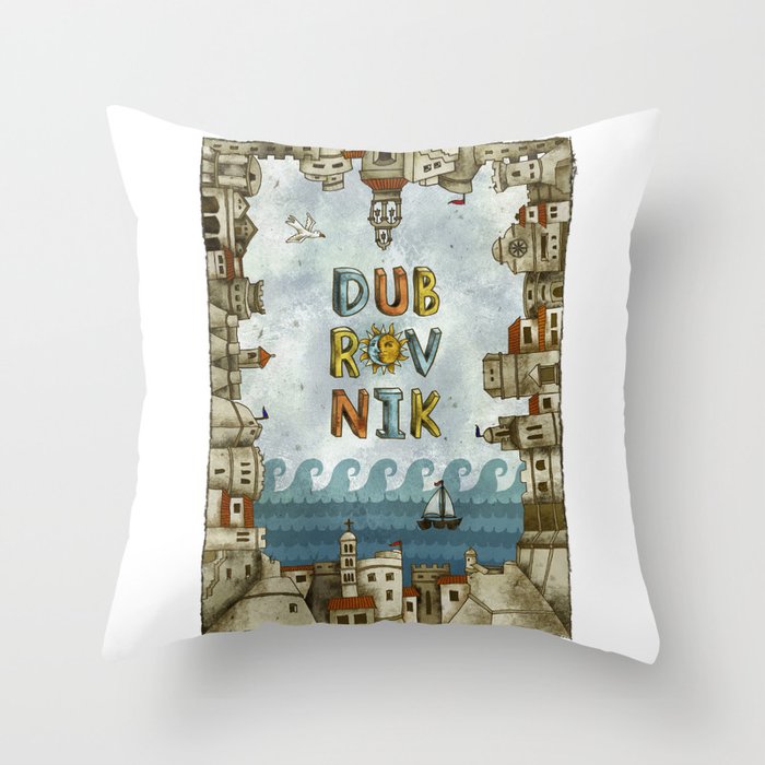 Dubrovnik Croatia - digital illustration Throw Pillow