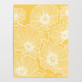 Sunshine Yellow Poppies Poster