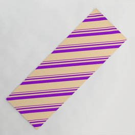 [ Thumbnail: Dark Violet and Tan Colored Stripes/Lines Pattern Yoga Mat ]