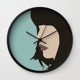 Cara - a modern, minimal abstract portrait of a woman Wall Clock | Dustyaqua, Digital, Mouth, Blackhair, Lips, Digitalpainting, Portraitofawoman, Feminist, Bangs, Julestillman 