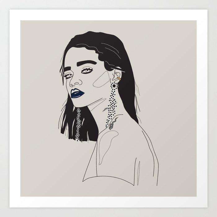 Rihanna Blue Art Print By Andersonartco Society6