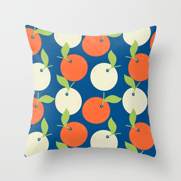 Fruit Pattern - Eggshell and Smashed Pumpkin Throw Pillow