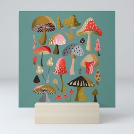 Mushroom Collection – Mint Mini Art Print